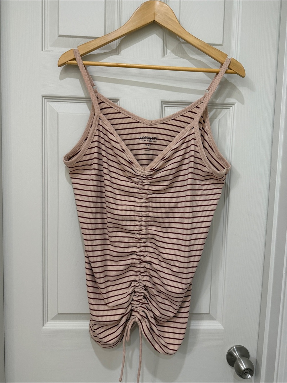 torrid Cream Tank with Burgundy Stripes